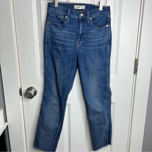 Madewell Stovepipe High Rise Crop Raw Hem Straight Leg Jeans Size 24 - Picture 3 of 10